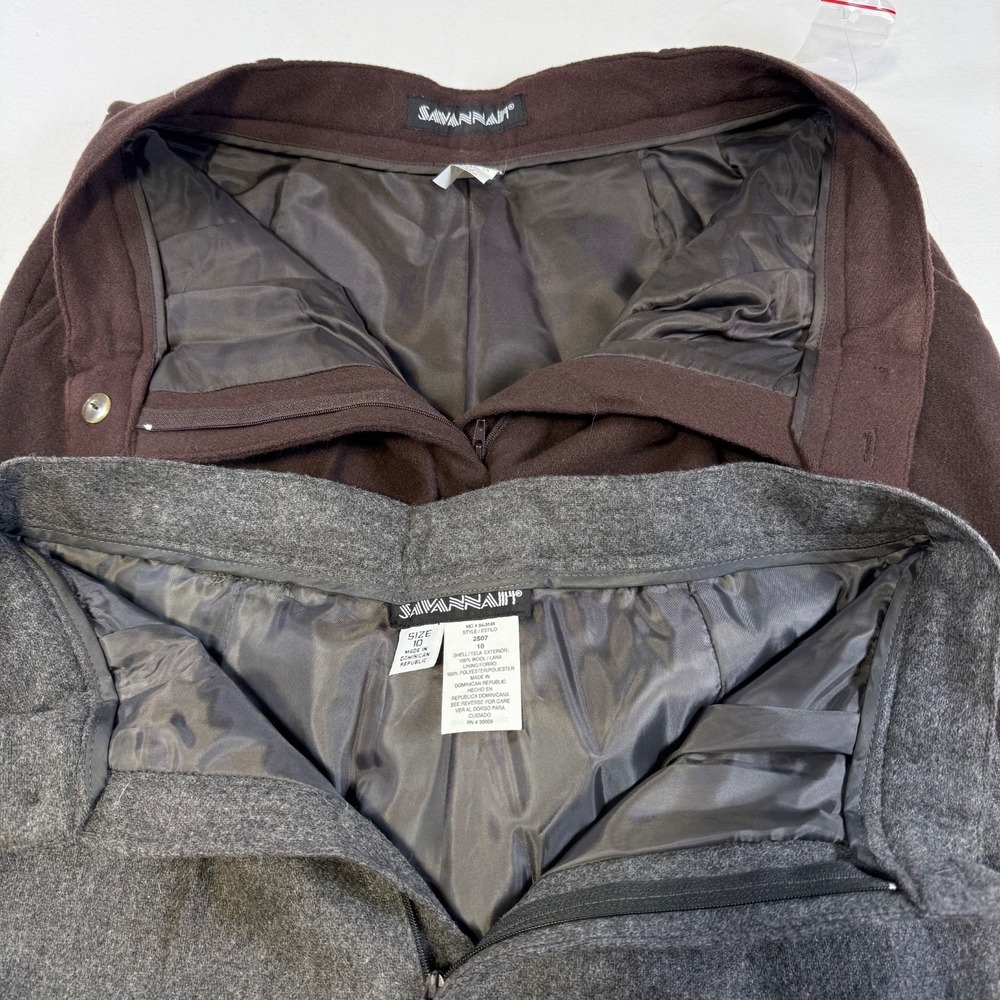 Lot 2 NWOT Vintage Savannah Wool Blend Pants Womens 10 Lined Academia Brown Gray - Picture 7 of 9